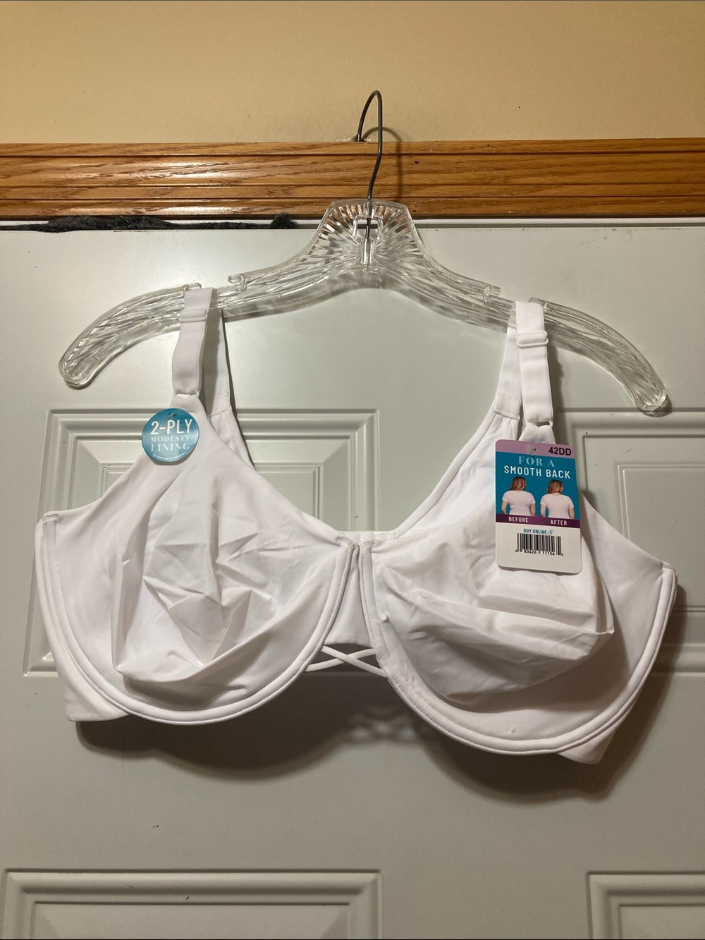 Vanity Fair White Underwire Full-Coverage Bra with Smooth Back 42DD NWT